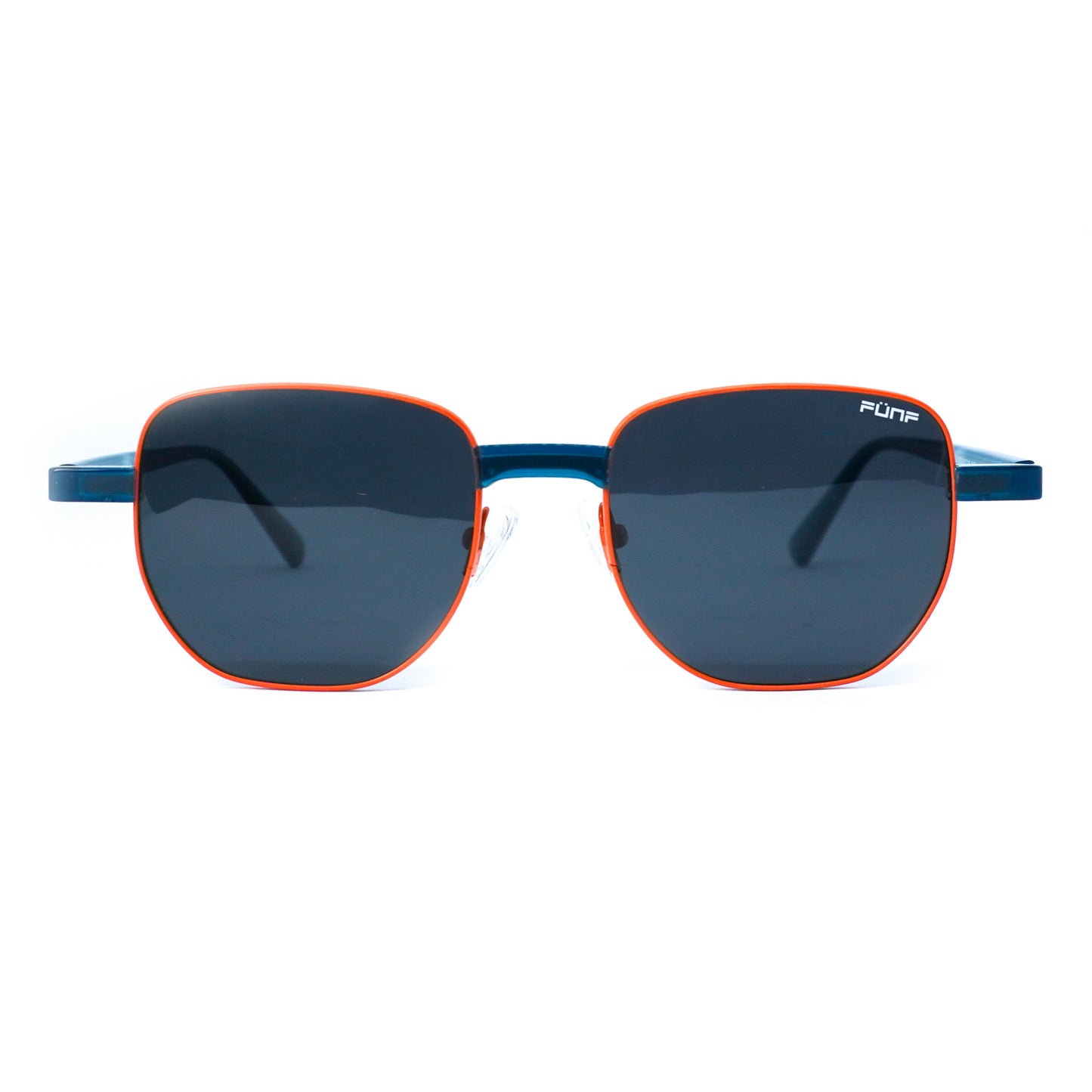 Gafas de sol delgadas con diseño clásico, color azul con naranja.