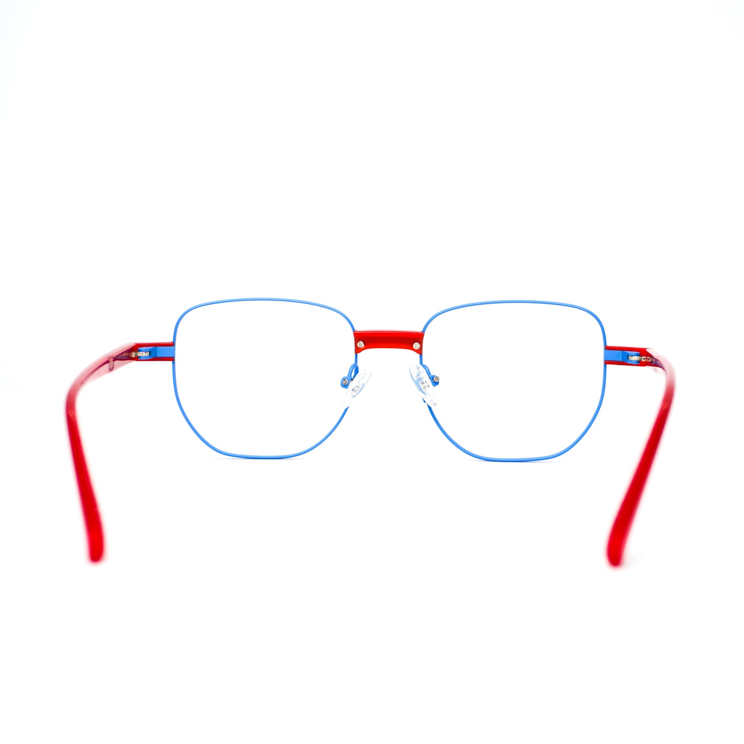 Gafas para formular delgadas con diseño clásico, color azul con rojo.