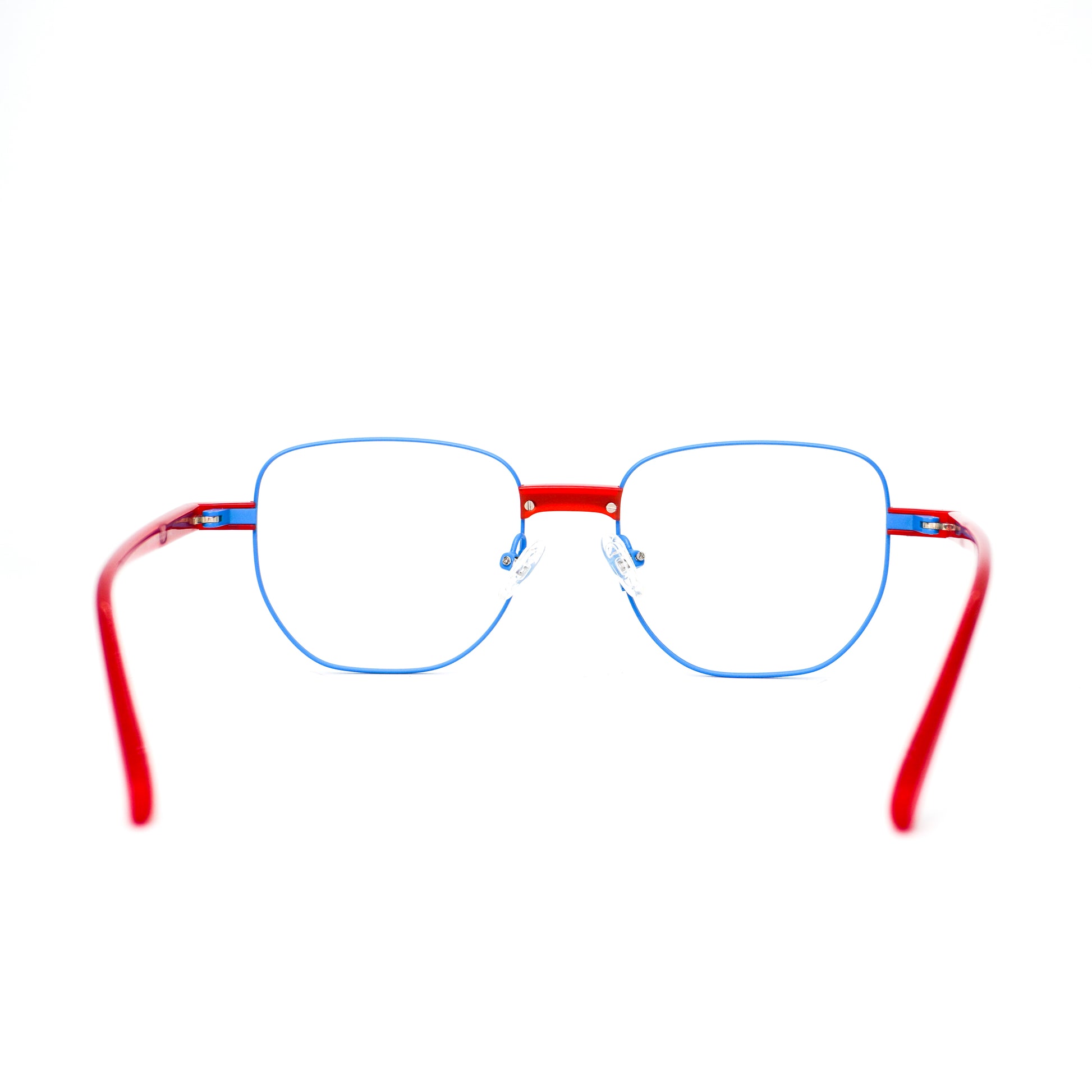 Gafas para formular delgadas con diseño clásico, color azul con rojo.