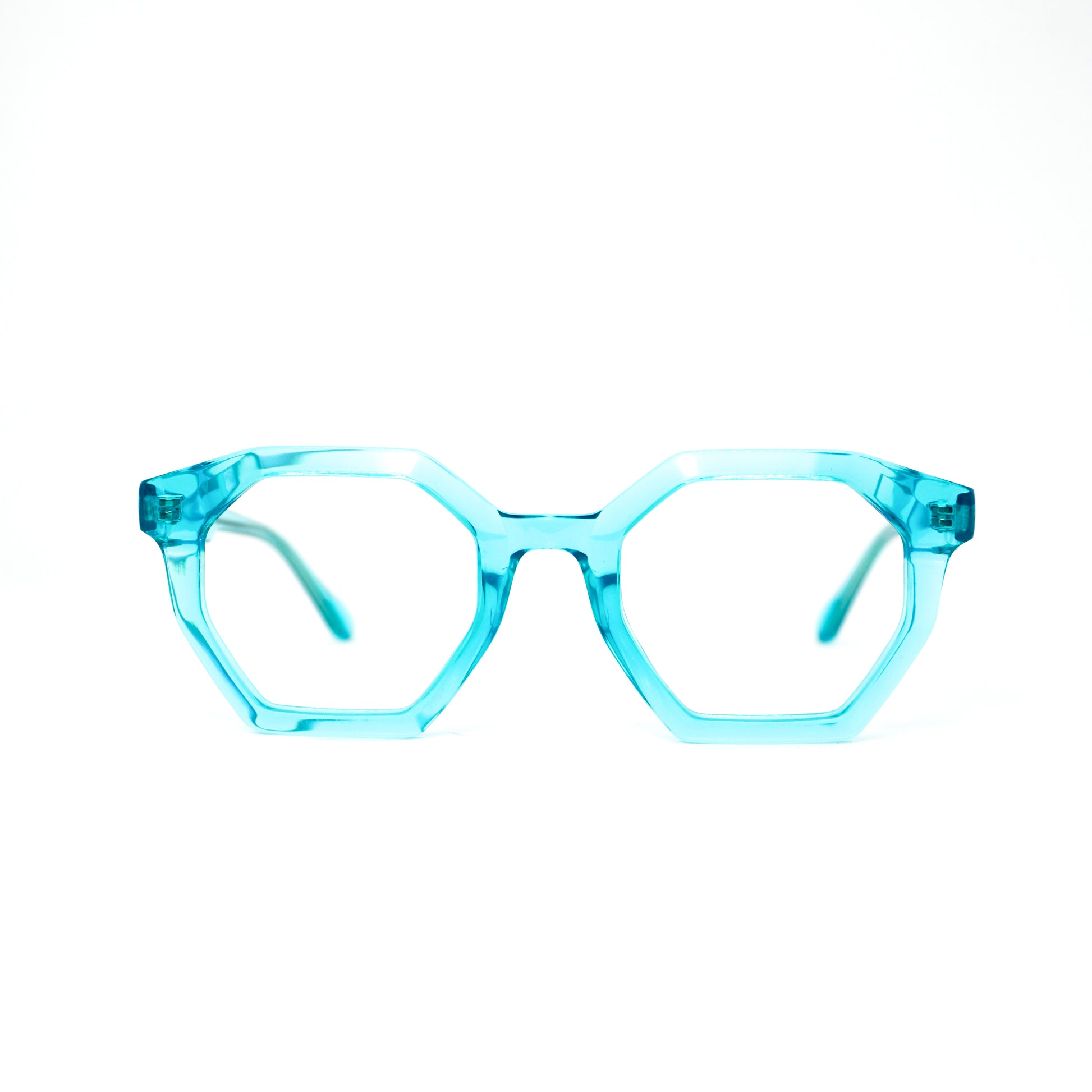 Gafas para formular octagonales, color azul.