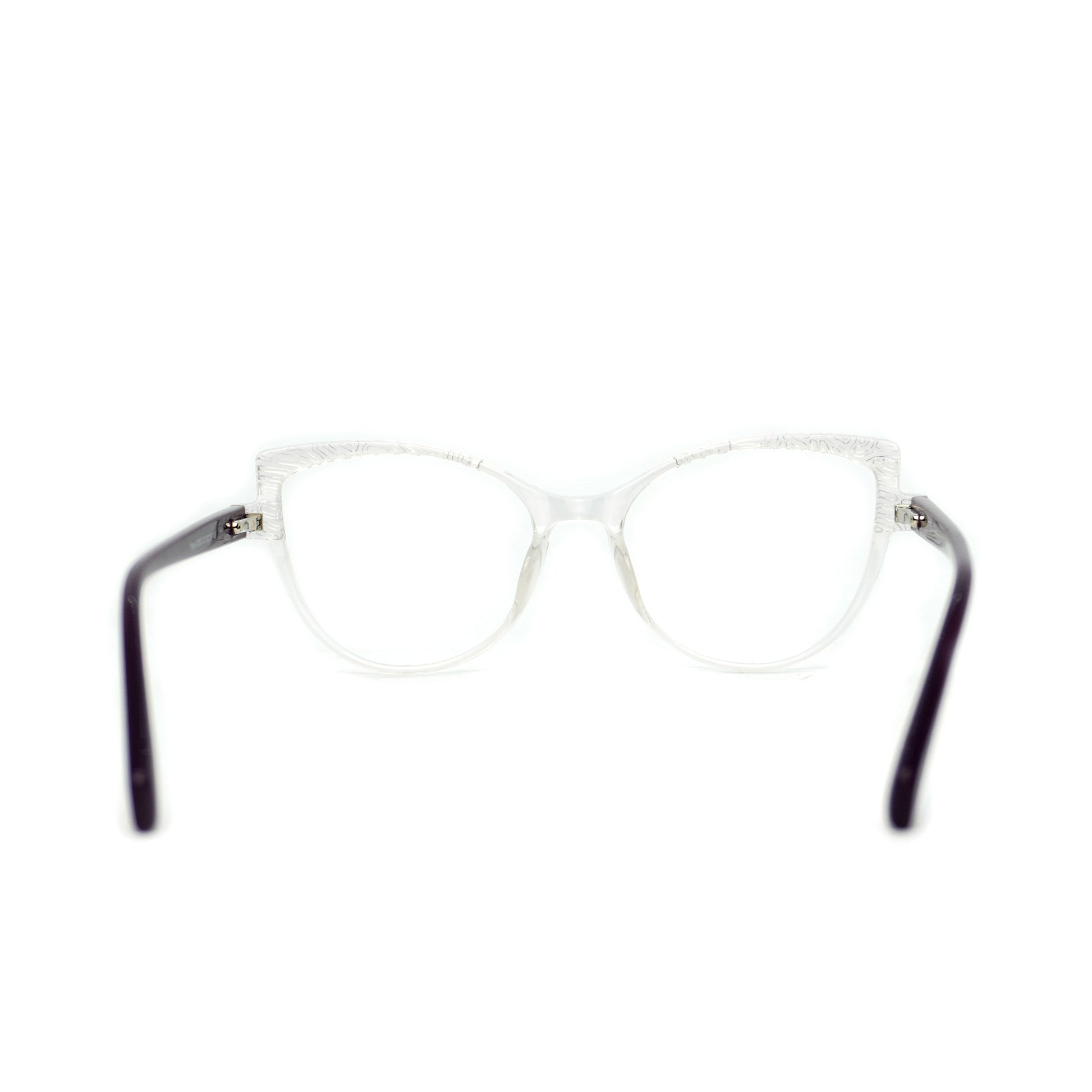 Gafas para formular tipo ojo de gato, color transparente patilla morada