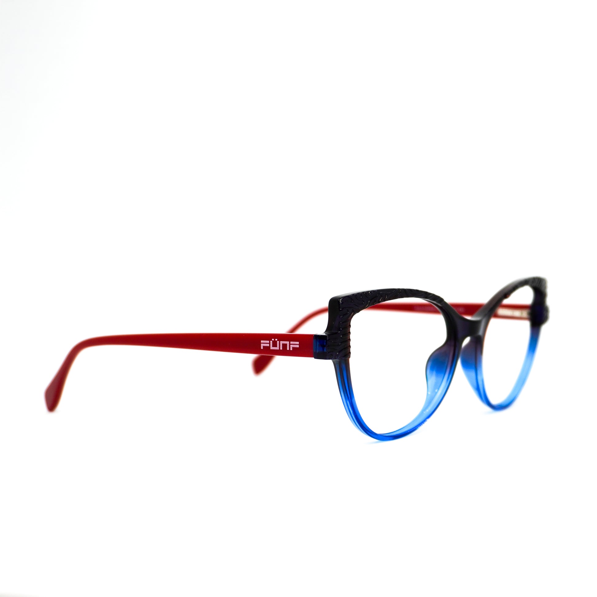 Gafas para formular, Eye Cat, color azul con rojo.