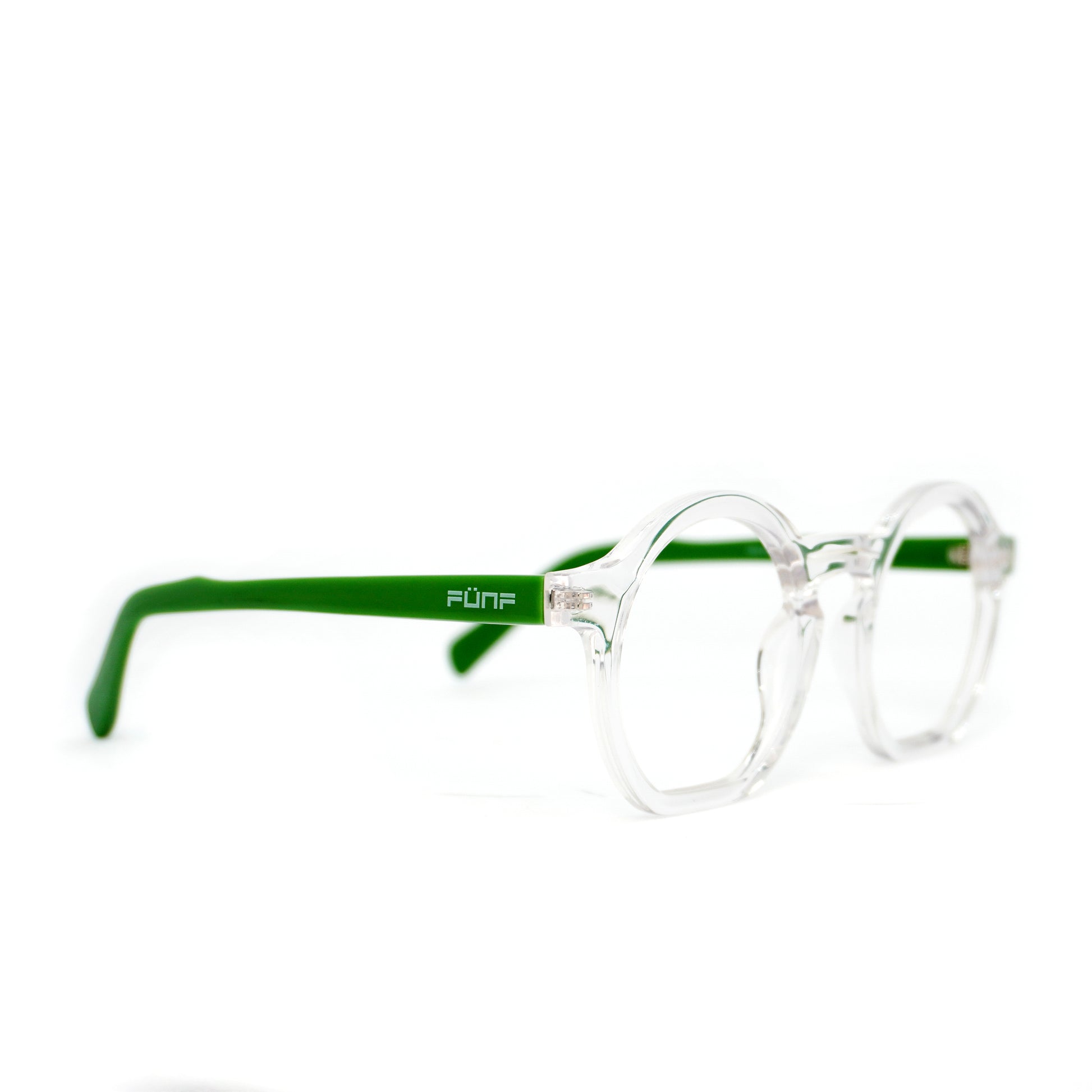 Gafas para formular redondas , color transparente con verde.