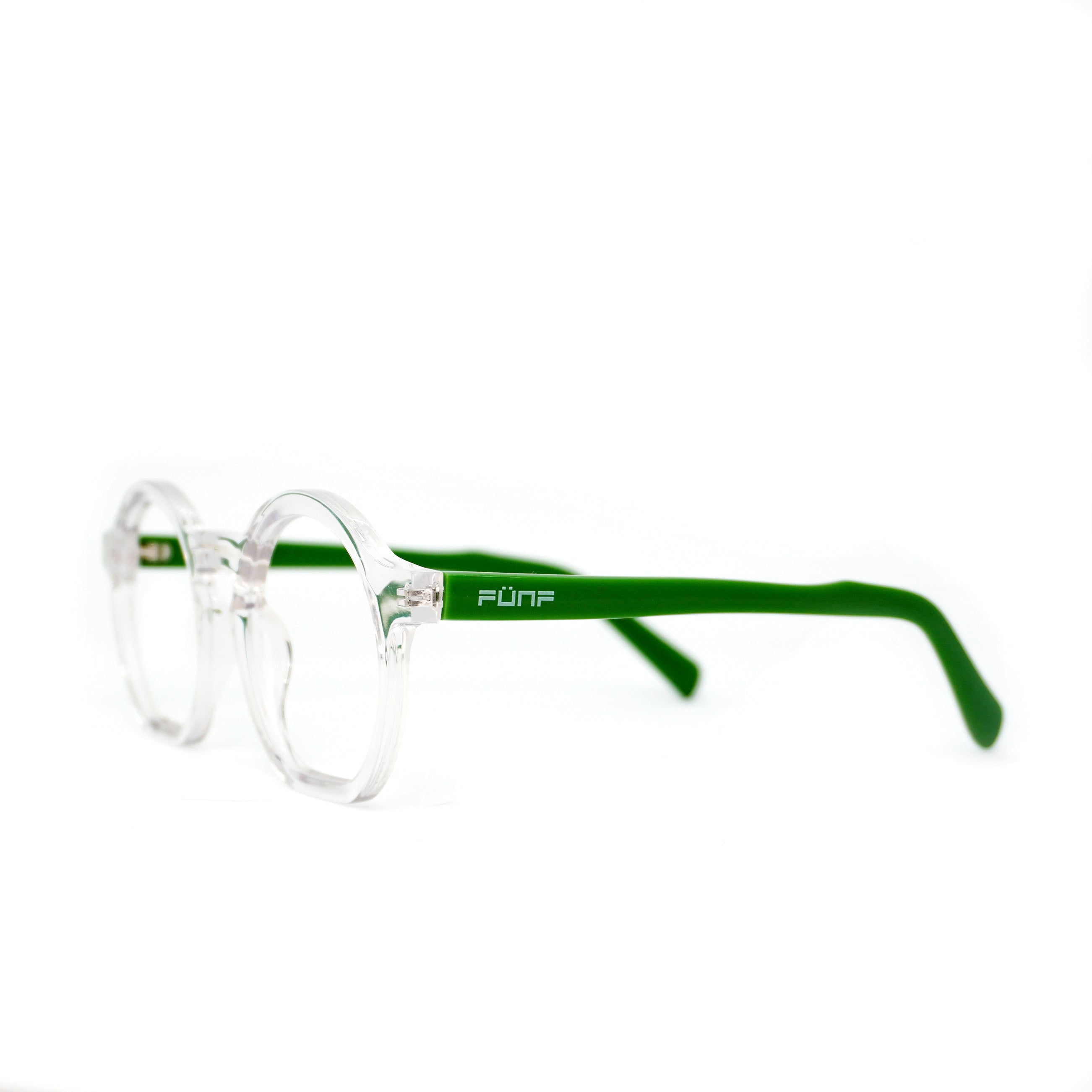 Gafas para formular redondas , color transparente con verde.