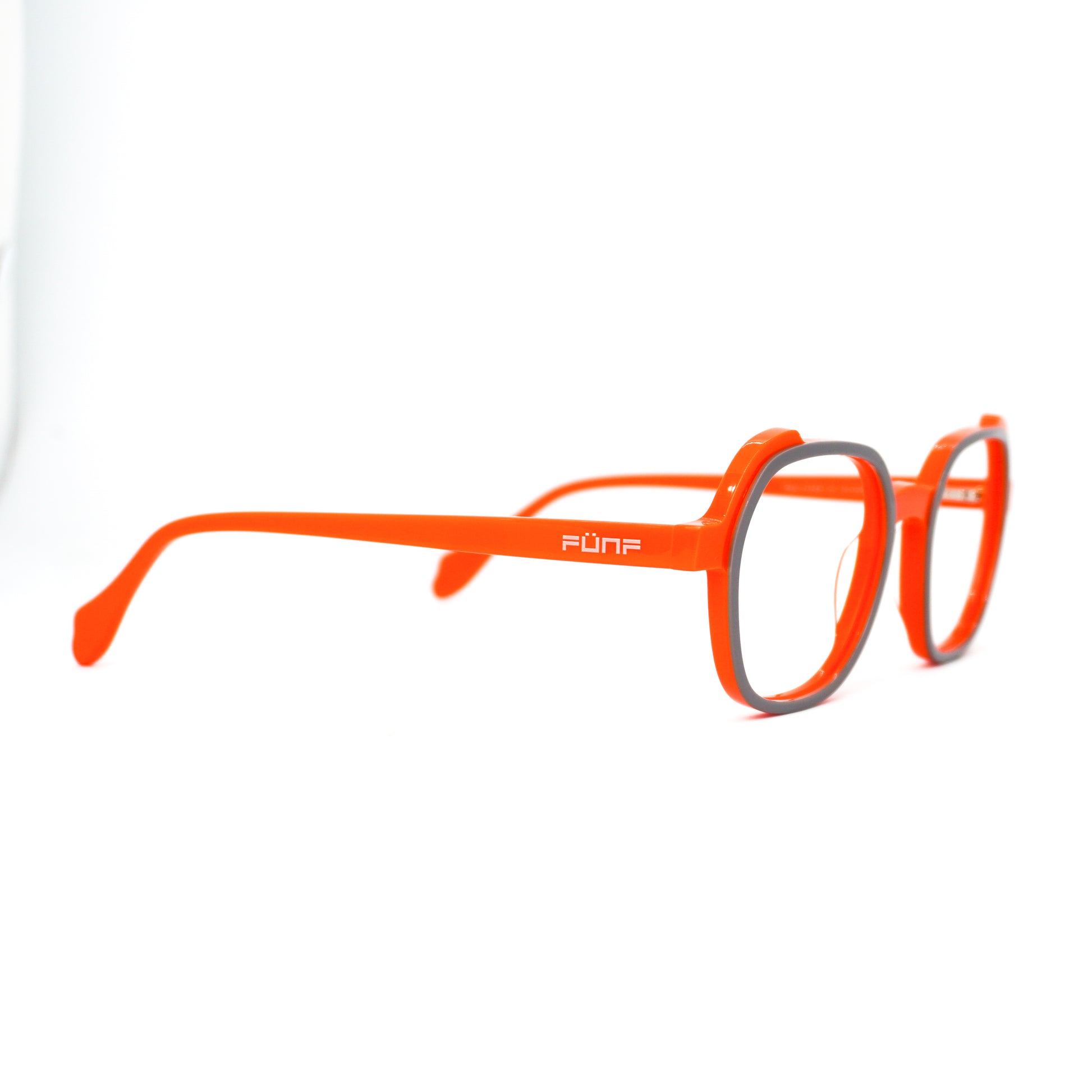 Gafas para Formular, cuadradas, color Gris con naranja.