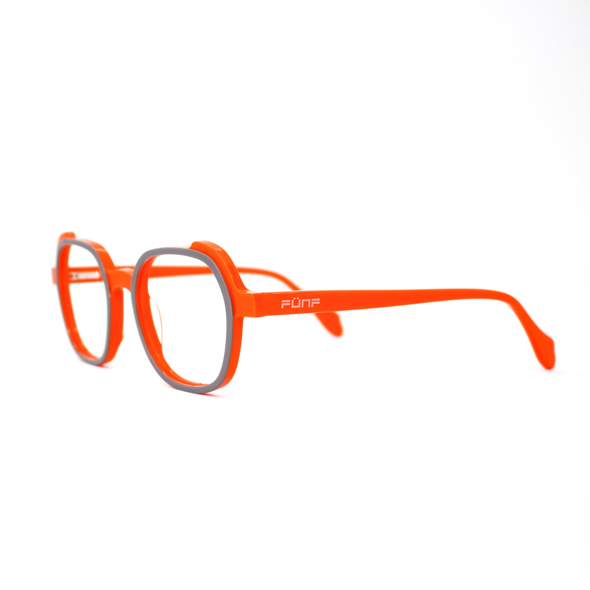 Gafas para Formular, cuadradas, color Gris con naranja.